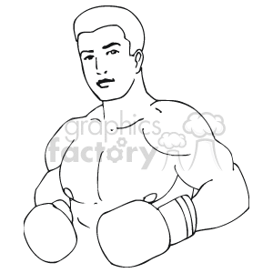 The clipart image features the outline of a boxer. He appears to be wearing boxing gloves and has a muscular build, which is typical for an athlete in the sport of boxing.