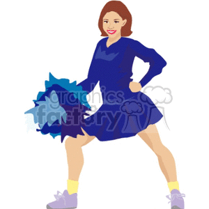 Cheerleader wearing a blue uniform clipart.