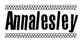 The clipart image displays the text Annalesley in a bold, stylized font. It is enclosed in a rectangular border with a checkerboard pattern running below and above the text, similar to a finish line in racing. 
