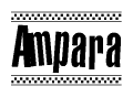 The image contains the text Ampara in a bold, stylized font, with a checkered flag pattern bordering the top and bottom of the text.