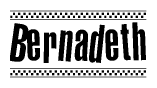 The clipart image displays the text Bernadeth in a bold, stylized font. It is enclosed in a rectangular border with a checkerboard pattern running below and above the text, similar to a finish line in racing. 