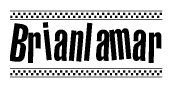 The clipart image displays the text Brianlamar in a bold, stylized font. It is enclosed in a rectangular border with a checkerboard pattern running below and above the text, similar to a finish line in racing. 