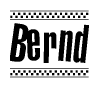 The image contains the text Bernd in a bold, stylized font, with a checkered flag pattern bordering the top and bottom of the text.