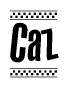 The clipart image displays the text Caz in a bold, stylized font. It is enclosed in a rectangular border with a checkerboard pattern running below and above the text, similar to a finish line in racing. 