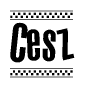 The clipart image displays the text Cesz in a bold, stylized font. It is enclosed in a rectangular border with a checkerboard pattern running below and above the text, similar to a finish line in racing. 