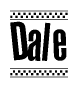 The image contains the text Dale in a bold, stylized font, with a checkered flag pattern bordering the top and bottom of the text.
