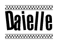 The image contains the text Daielle in a bold, stylized font, with a checkered flag pattern bordering the top and bottom of the text.