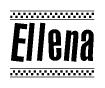 The clipart image displays the text Ellena in a bold, stylized font. It is enclosed in a rectangular border with a checkerboard pattern running below and above the text, similar to a finish line in racing. 