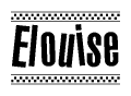 The image contains the text Elouise in a bold, stylized font, with a checkered flag pattern bordering the top and bottom of the text.