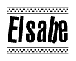 The image contains the text Elsabe in a bold, stylized font, with a checkered flag pattern bordering the top and bottom of the text.