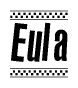 The image contains the text Eula in a bold, stylized font, with a checkered flag pattern bordering the top and bottom of the text.
