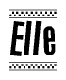 The clipart image displays the text Elle in a bold, stylized font. It is enclosed in a rectangular border with a checkerboard pattern running below and above the text, similar to a finish line in racing. 
