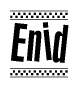 The clipart image displays the text Enid in a bold, stylized font. It is enclosed in a rectangular border with a checkerboard pattern running below and above the text, similar to a finish line in racing. 