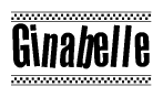 The clipart image displays the text Ginabelle in a bold, stylized font. It is enclosed in a rectangular border with a checkerboard pattern running below and above the text, similar to a finish line in racing. 