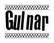 The image contains the text Gulnar in a bold, stylized font, with a checkered flag pattern bordering the top and bottom of the text.