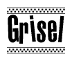 The image contains the text Grisel in a bold, stylized font, with a checkered flag pattern bordering the top and bottom of the text.