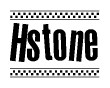 The clipart image displays the text Hstone in a bold, stylized font. It is enclosed in a rectangular border with a checkerboard pattern running below and above the text, similar to a finish line in racing. 