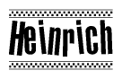 The clipart image displays the text Heinrich in a bold, stylized font. It is enclosed in a rectangular border with a checkerboard pattern running below and above the text, similar to a finish line in racing. 