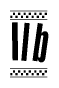 The image is a black and white clipart of the text Ilb in a bold, italicized font. The text is bordered by a dotted line on the top and bottom, and there are checkered flags positioned at both ends of the text, usually associated with racing or finishing lines.