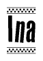 The clipart image displays the text Ina in a bold, stylized font. It is enclosed in a rectangular border with a checkerboard pattern running below and above the text, similar to a finish line in racing. 