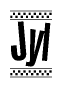 The clipart image displays the text Jyl in a bold, stylized font. It is enclosed in a rectangular border with a checkerboard pattern running below and above the text, similar to a finish line in racing. 