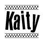 The clipart image displays the text Kaity in a bold, stylized font. It is enclosed in a rectangular border with a checkerboard pattern running below and above the text, similar to a finish line in racing. 