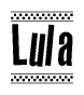 The clipart image displays the text Lula in a bold, stylized font. It is enclosed in a rectangular border with a checkerboard pattern running below and above the text, similar to a finish line in racing. 