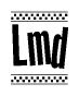 The clipart image displays the text Lmd in a bold, stylized font. It is enclosed in a rectangular border with a checkerboard pattern running below and above the text, similar to a finish line in racing. 