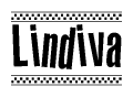 The image contains the text Lindiva in a bold, stylized font, with a checkered flag pattern bordering the top and bottom of the text.
