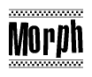 The clipart image displays the text Morph in a bold, stylized font. It is enclosed in a rectangular border with a checkerboard pattern running below and above the text, similar to a finish line in racing. 