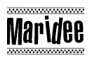 The clipart image displays the text Maridee in a bold, stylized font. It is enclosed in a rectangular border with a checkerboard pattern running below and above the text, similar to a finish line in racing. 