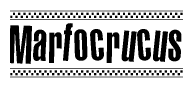 The clipart image displays the text Marfocrucus in a bold, stylized font. It is enclosed in a rectangular border with a checkerboard pattern running below and above the text, similar to a finish line in racing. 