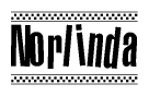 The image contains the text Norlinda in a bold, stylized font, with a checkered flag pattern bordering the top and bottom of the text.
