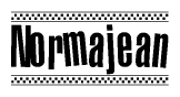 The clipart image displays the text Normajean in a bold, stylized font. It is enclosed in a rectangular border with a checkerboard pattern running below and above the text, similar to a finish line in racing. 