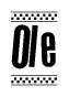 The clipart image displays the text Ole in a bold, stylized font. It is enclosed in a rectangular border with a checkerboard pattern running below and above the text, similar to a finish line in racing. 