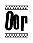 The clipart image displays the text Oor in a bold, stylized font. It is enclosed in a rectangular border with a checkerboard pattern running below and above the text, similar to a finish line in racing. 