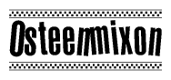 The clipart image displays the text Osteenmixon in a bold, stylized font. It is enclosed in a rectangular border with a checkerboard pattern running below and above the text, similar to a finish line in racing. 