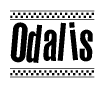 The clipart image displays the text Odalis in a bold, stylized font. It is enclosed in a rectangular border with a checkerboard pattern running below and above the text, similar to a finish line in racing. 