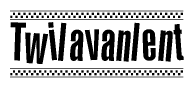 The clipart image displays the text Twilavanlent in a bold, stylized font. It is enclosed in a rectangular border with a checkerboard pattern running below and above the text, similar to a finish line in racing. 