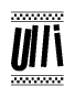 The clipart image displays the text Ulli in a bold, stylized font. It is enclosed in a rectangular border with a checkerboard pattern running below and above the text, similar to a finish line in racing. 