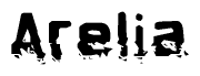 The image contains the word Arelia in a stylized font with a static looking effect at the bottom of the words