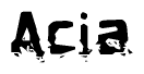 The image contains the word Acia in a stylized font with a static looking effect at the bottom of the words