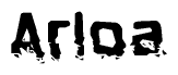 The image contains the word Arloa in a stylized font with a static looking effect at the bottom of the words