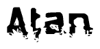 The image contains the word Atan in a stylized font with a static looking effect at the bottom of the words