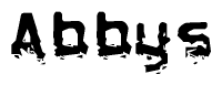 The image contains the word Abbys in a stylized font with a static looking effect at the bottom of the words