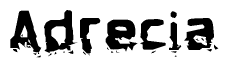 The image contains the word Adrecia in a stylized font with a static looking effect at the bottom of the words