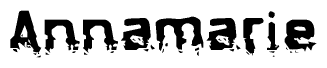 This nametag says Annamarie, and has a static looking effect at the bottom of the words. The words are in a stylized font.