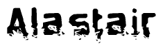 The image contains the word Alastair in a stylized font with a static looking effect at the bottom of the words