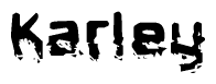 The image contains the word Karley in a stylized font with a static looking effect at the bottom of the words