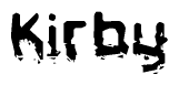 The image contains the word Kirby in a stylized font with a static looking effect at the bottom of the words
